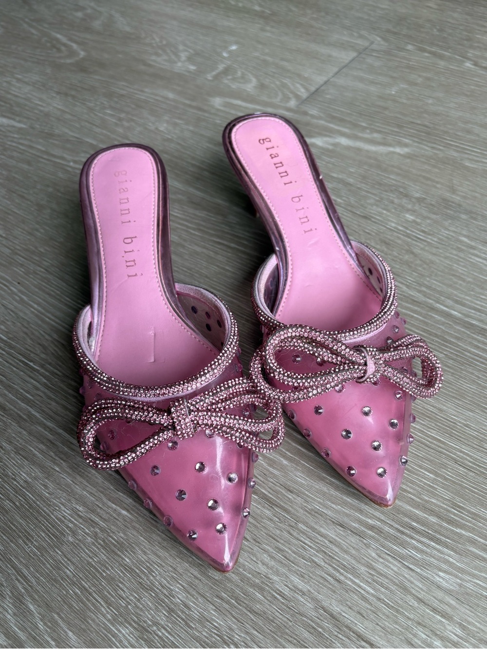 Gianni Bini Pink Rhinestone Kitten Heels